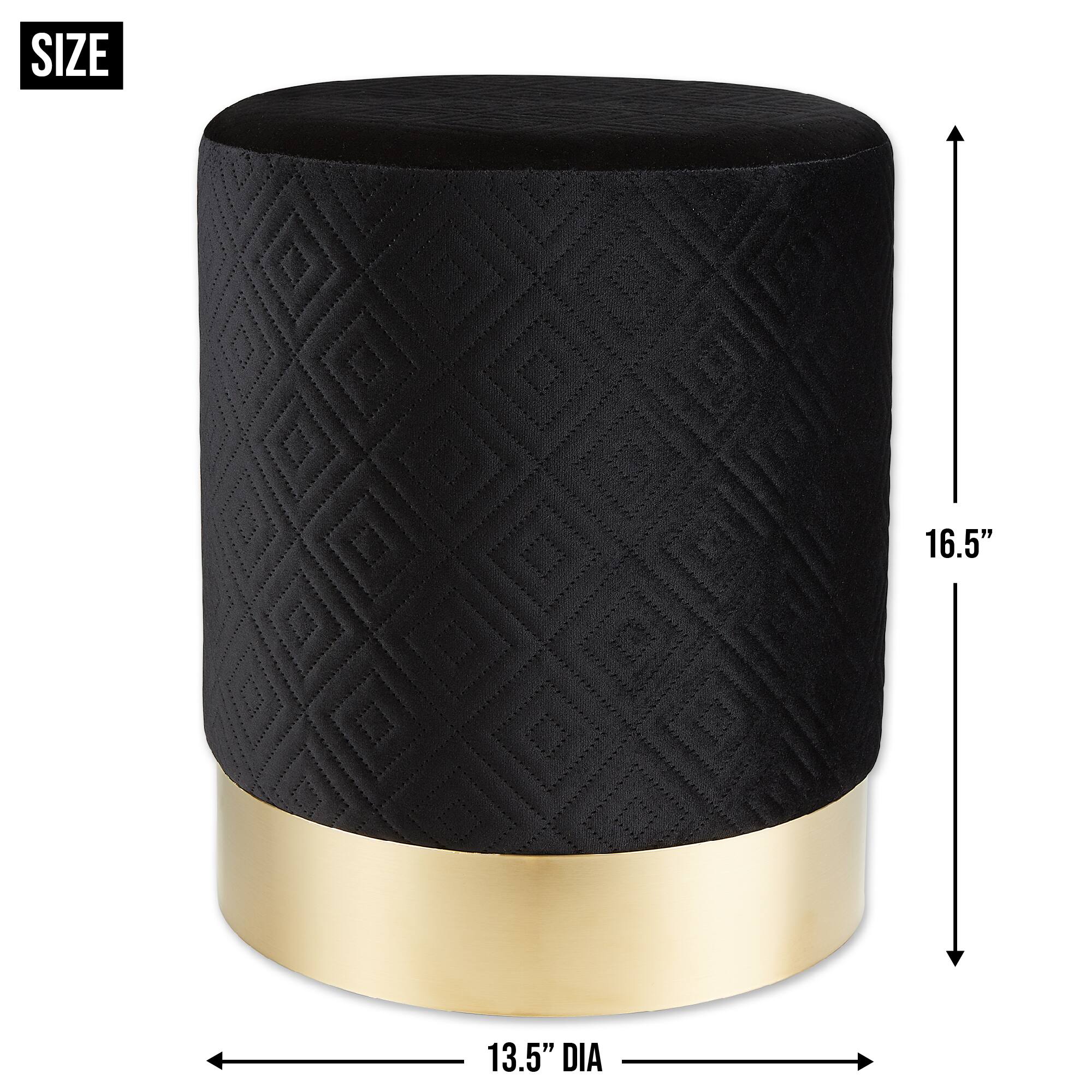 16.5" Black Velvet Stool